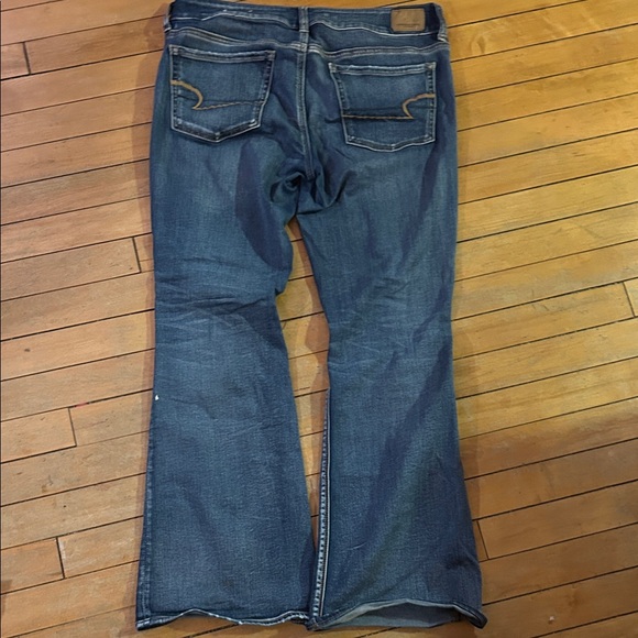 EUC American Eagle Outfitters Distressed Artist Flare Distressed Blue Jeans - Picture 9 of 13